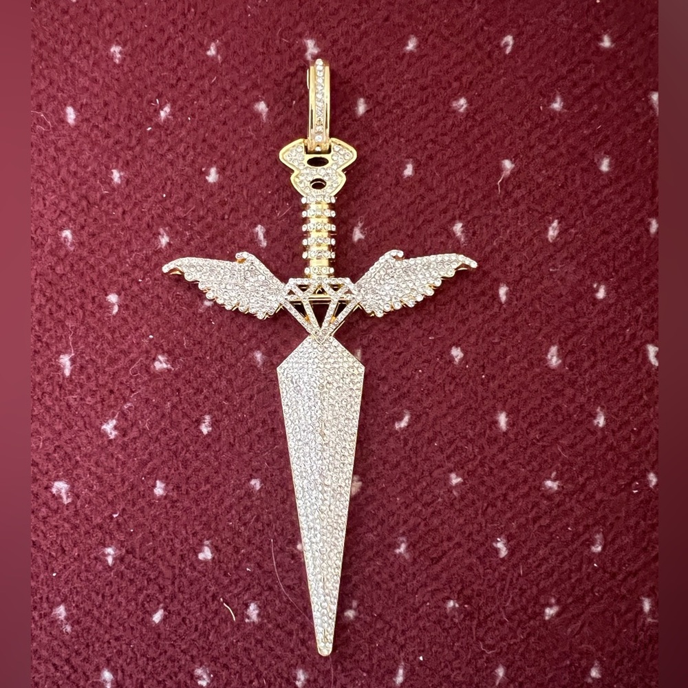 Large 5” Valhalla Rhinestone Angel Sword Pendant